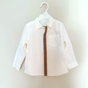 Burberry White Kids Shirt with Multicolor Stripe logo